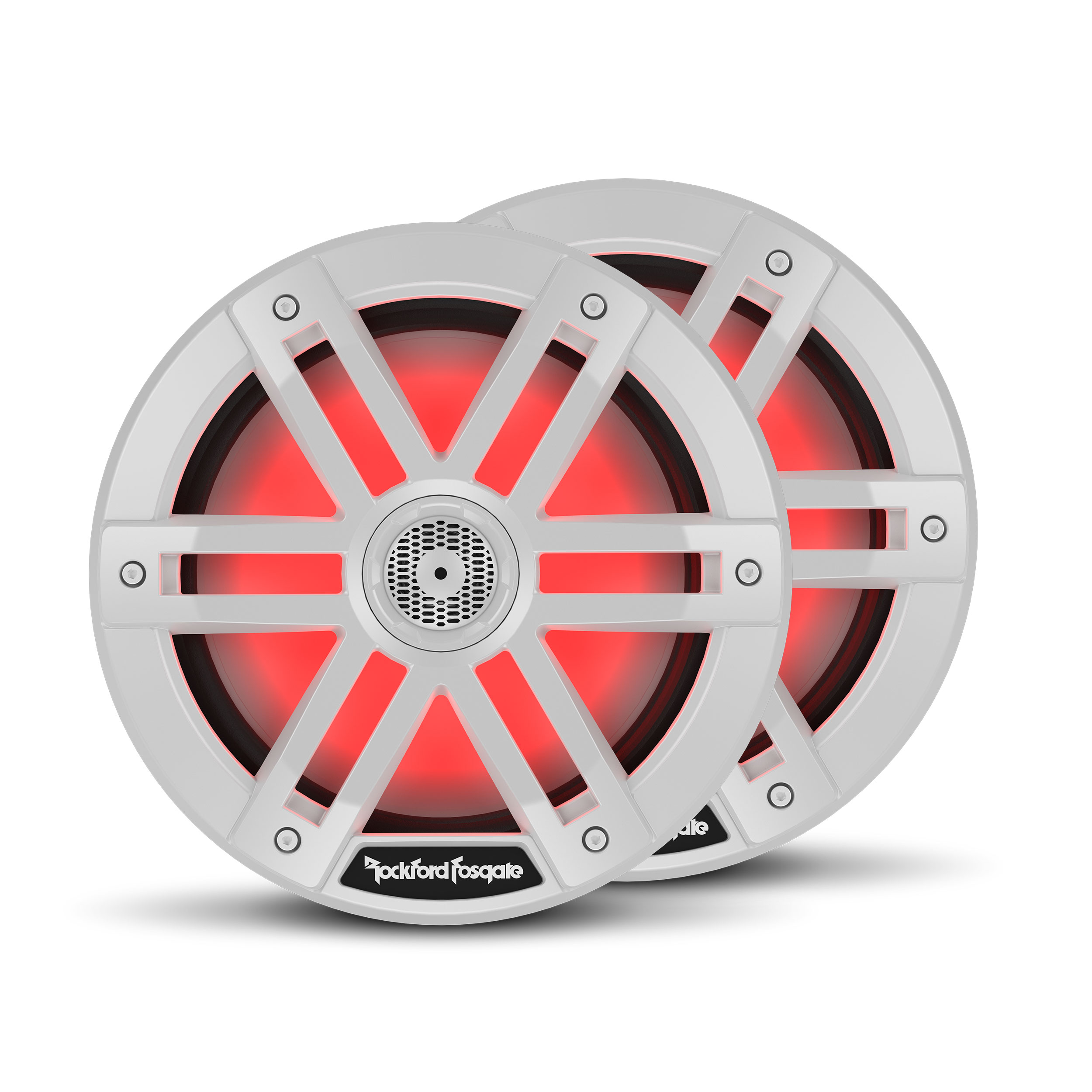 Rockford Fosgate M1 8" Marine Speakers w/ RGB LEDs White Pair